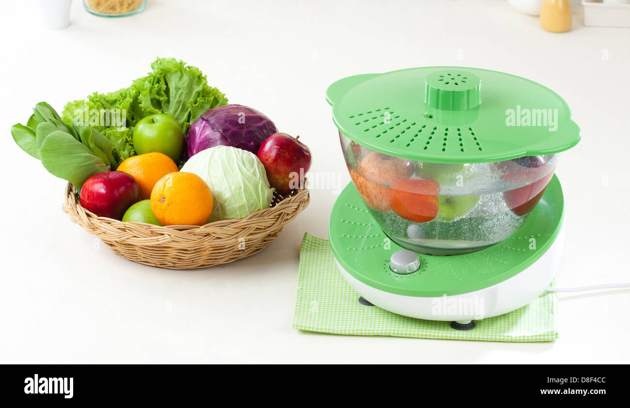 fruit and vegetable ozone cleaner machine it's easy way how to clean fruits and vegetable Stock Photo