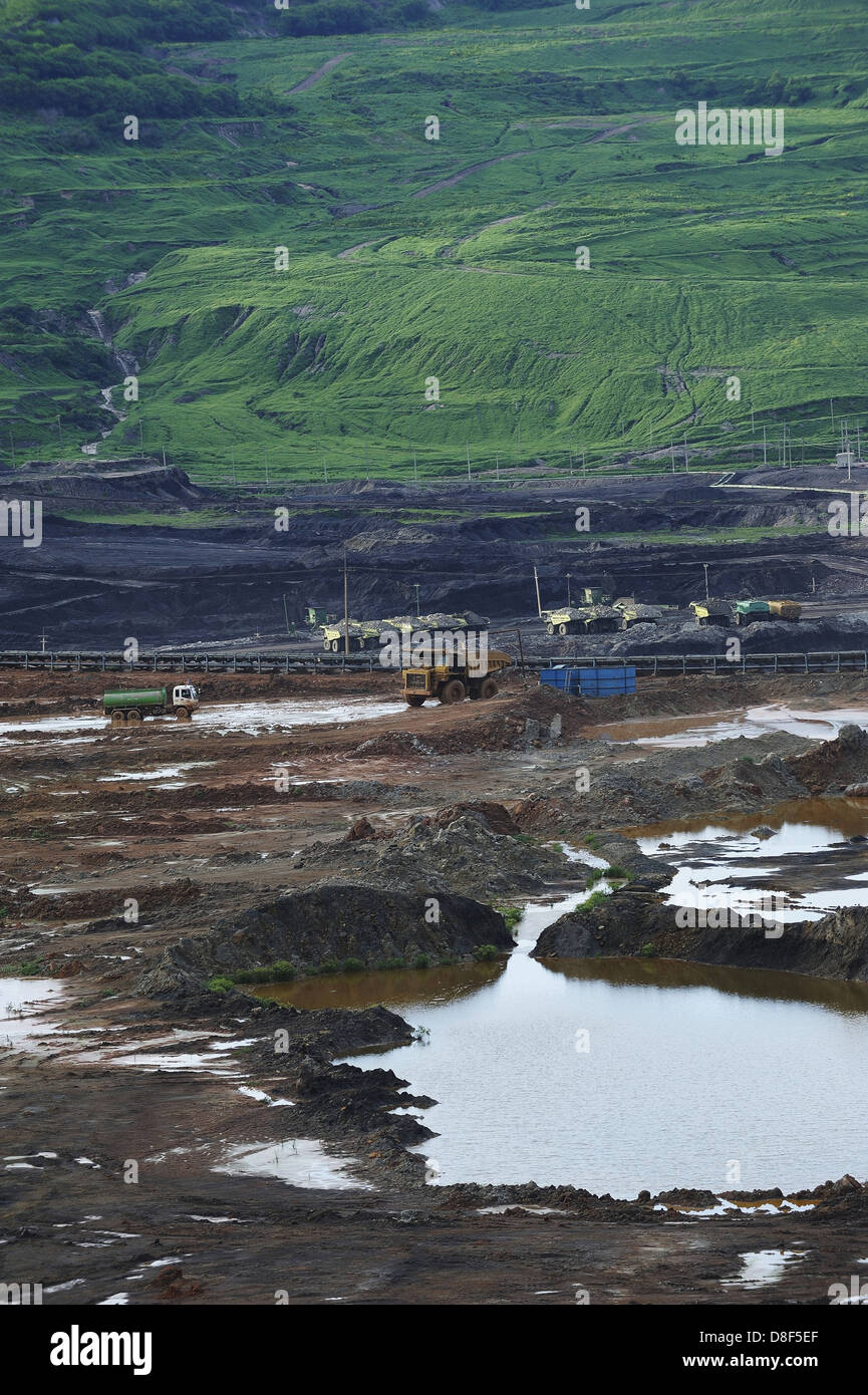 coal mine - industry lignite - lignite - the miner Stock Photo