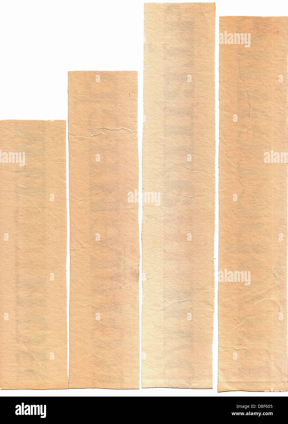 collection of white ripped pieces of news paper on on white background ...