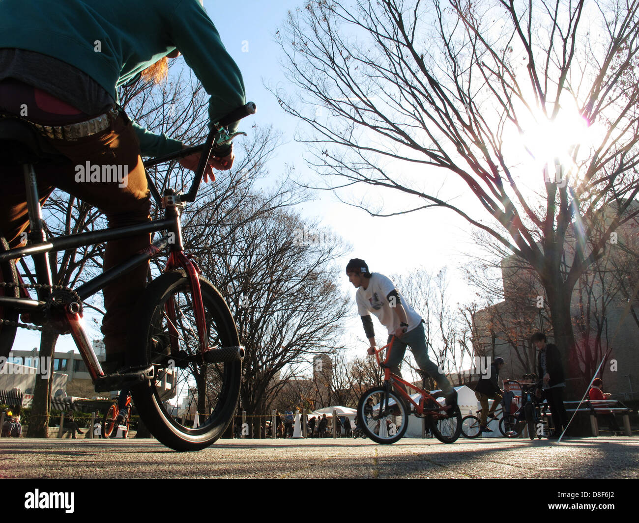 Unidentified BMX biker show in Yoyogi Park Harajuku, Japan Stock Photo