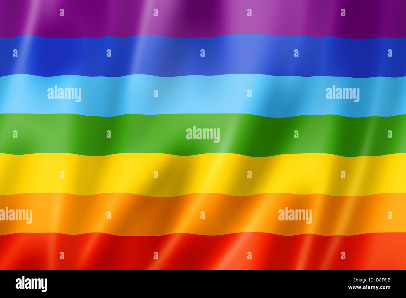 Rainbow peace flag, three dimensional render, satin texture Stock Photo