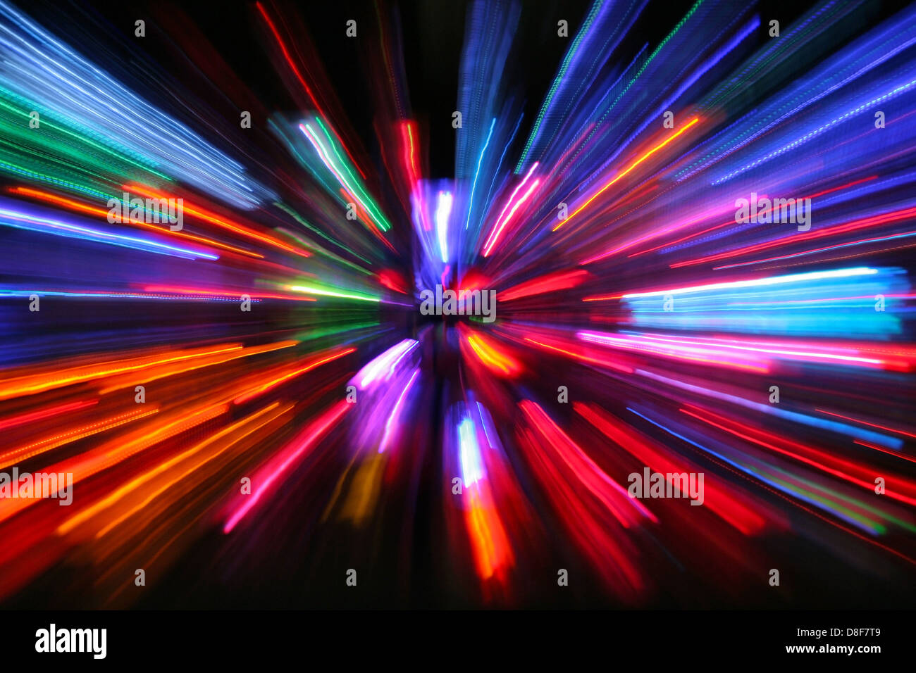 Abstract pattern of red and blue light stripes Stock Photo