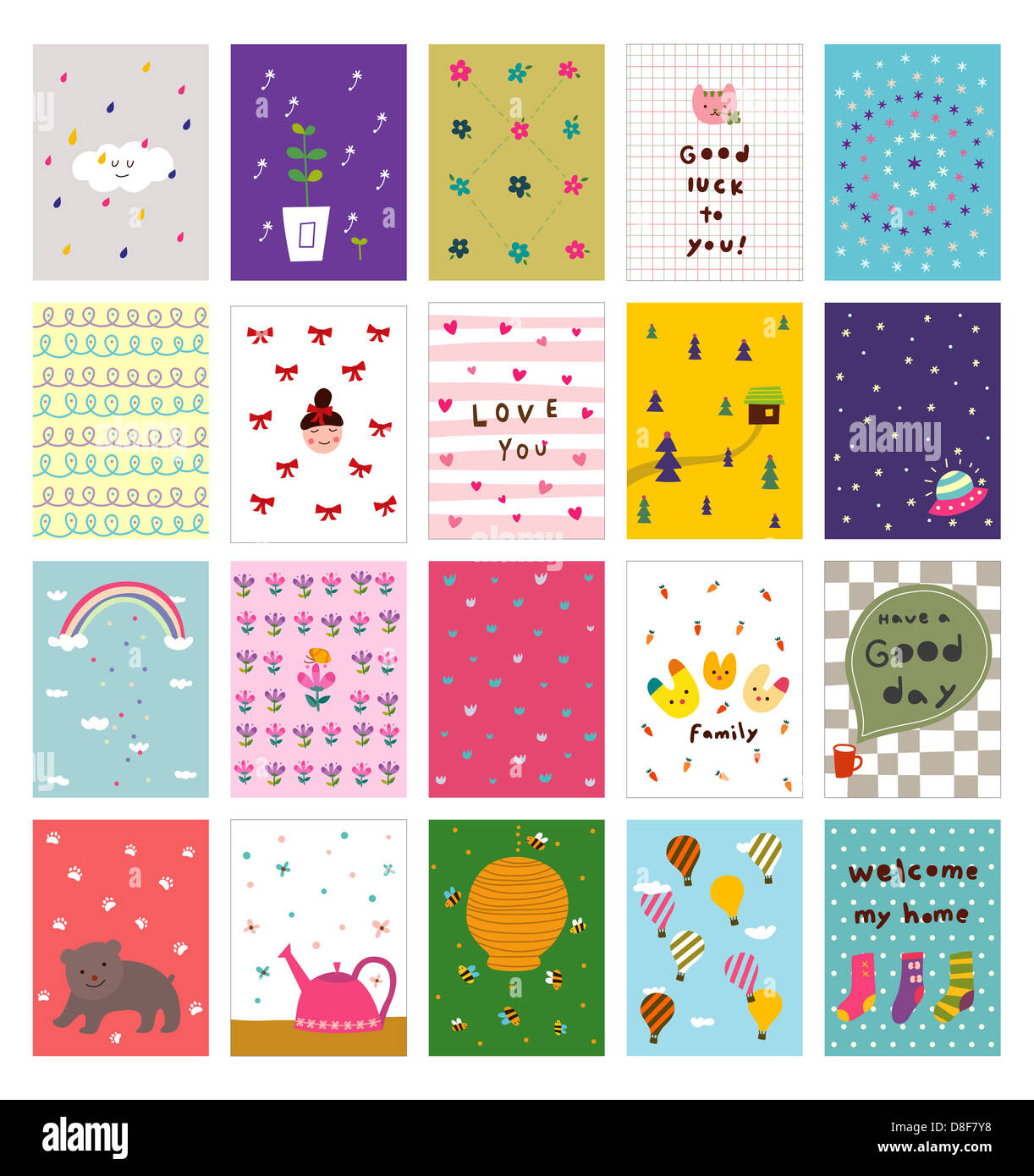 Postcard Color Patterns Postcards of various patterns Stock Photo - Alamy