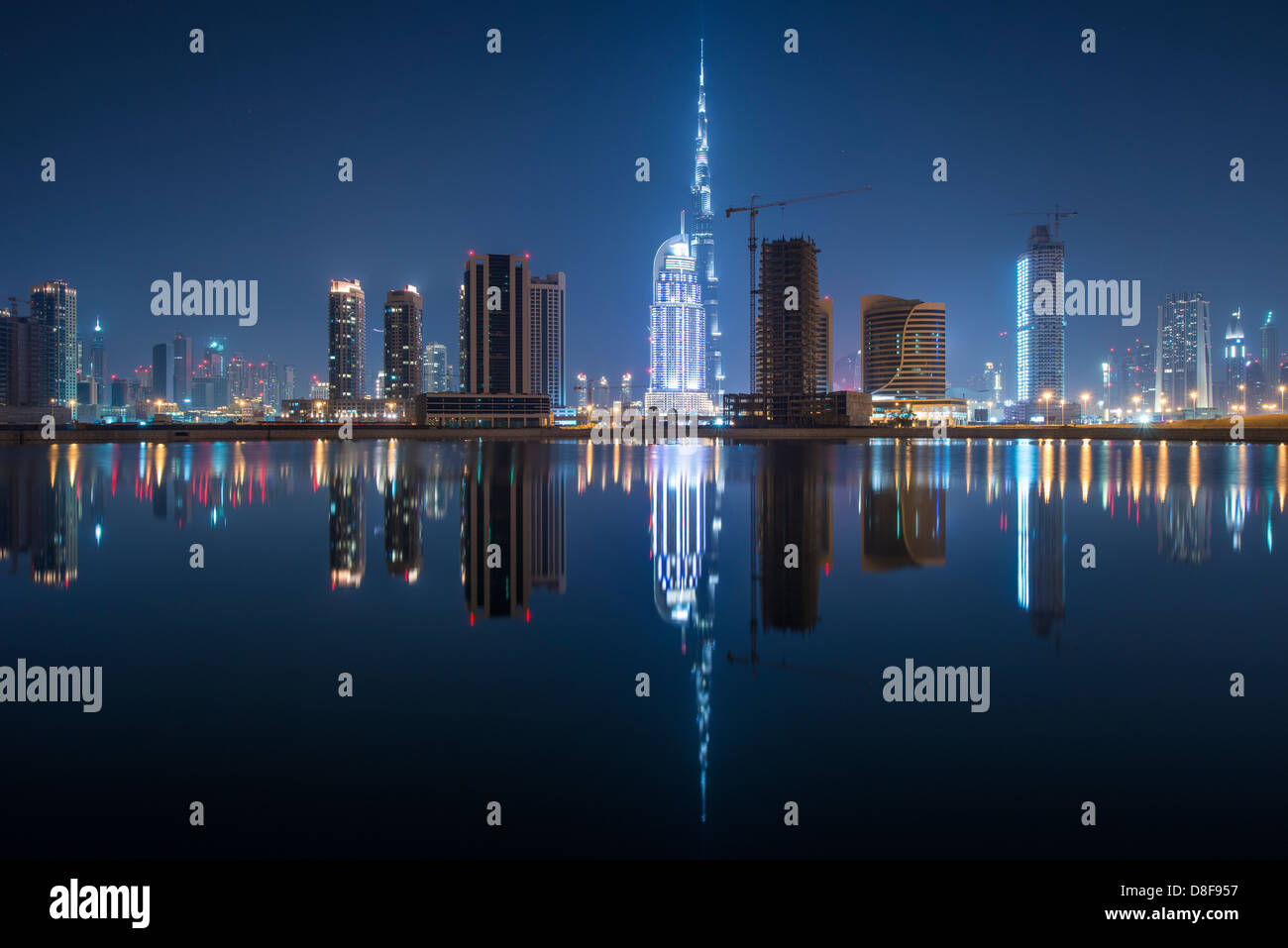 Skyline of Dubai, Business Bay, UAE Stock Photo Alamy