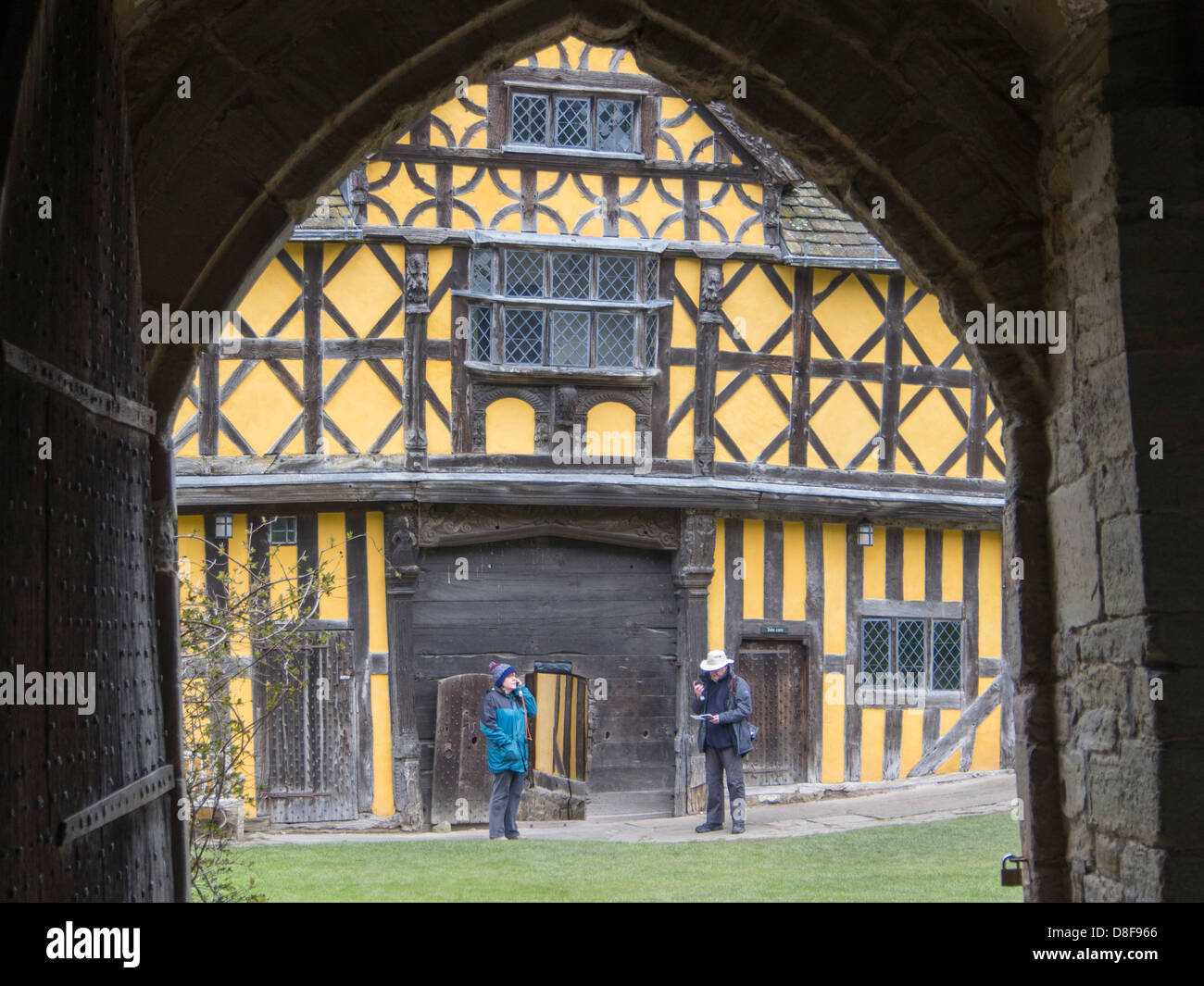 The gate house at Stokesay Castle, a fortified manor house in Stokesay, near Craven Arms Stock Photo