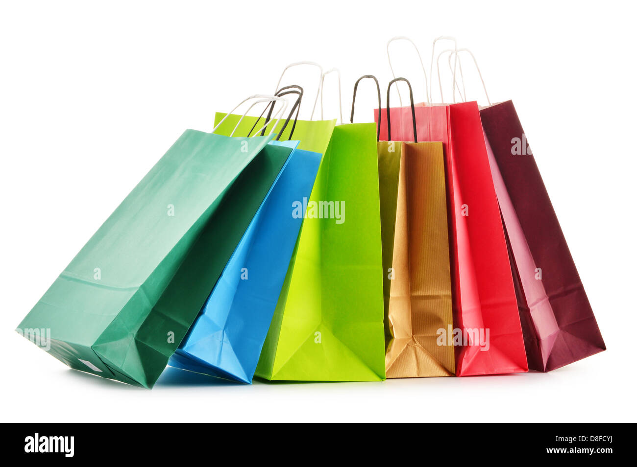 Paper shopping bags isolated on white background Stock Photo