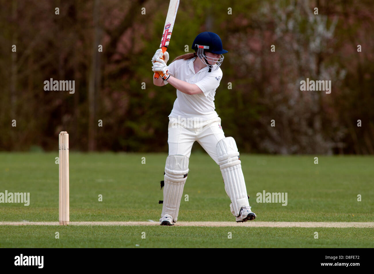 University sport, ladies cricket batter Stock Photo