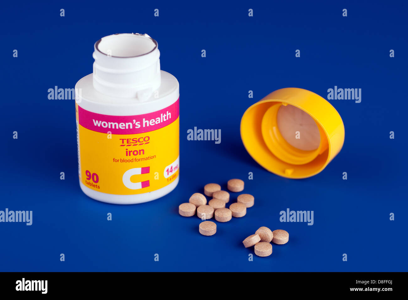 Container of Tesco Womens health 90 vitamin iron supplement tablets Stock  Photo - Alamy