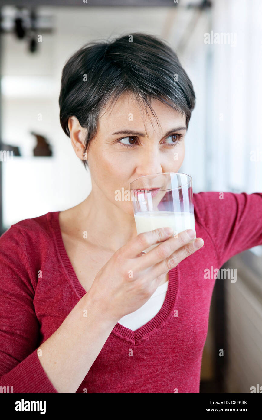 WOMAN WITH COLD DRINK Stock Photo