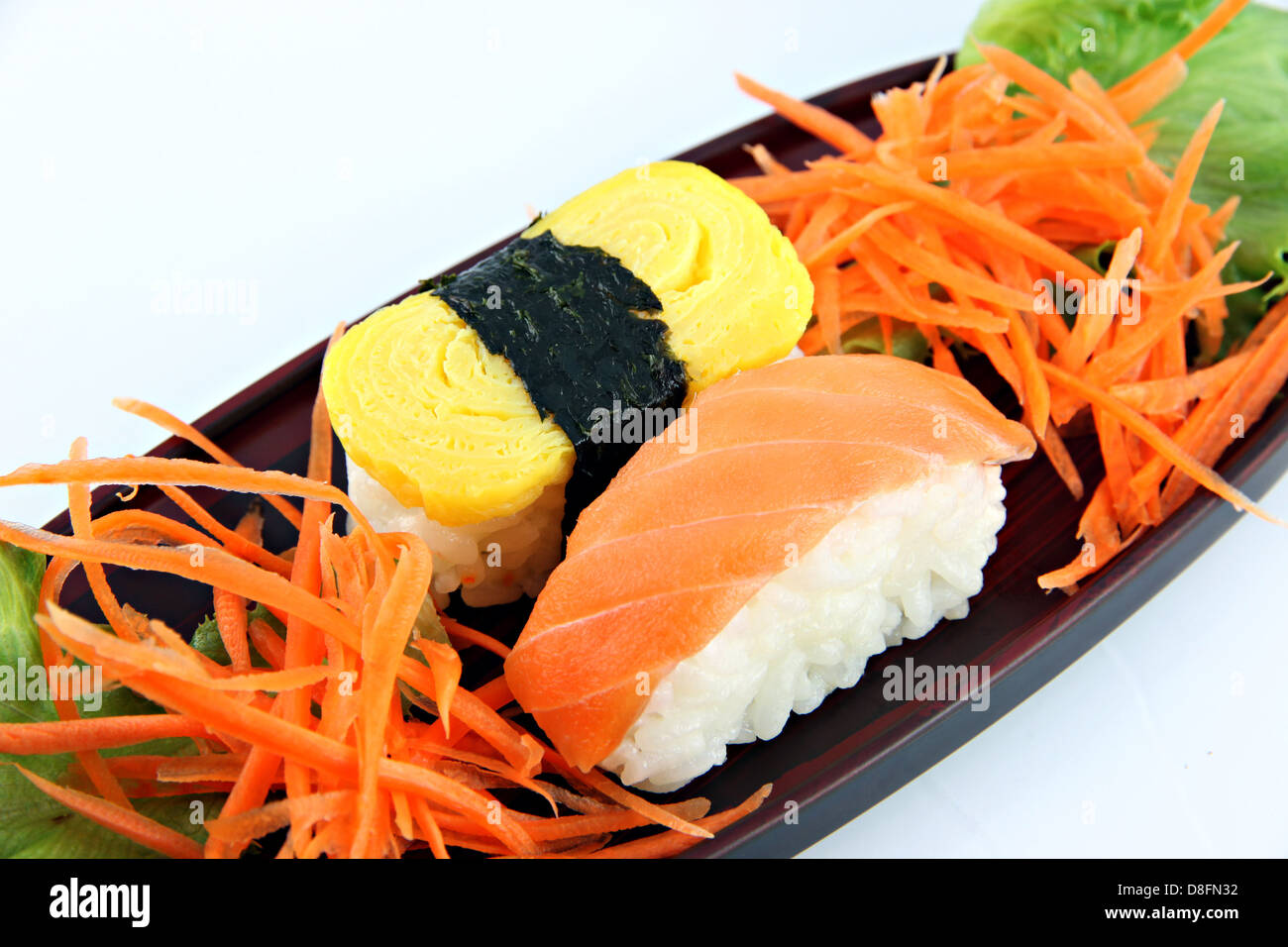 Sushi made from Fish and eggs,Sushi is a food of Japanese Stock Photo