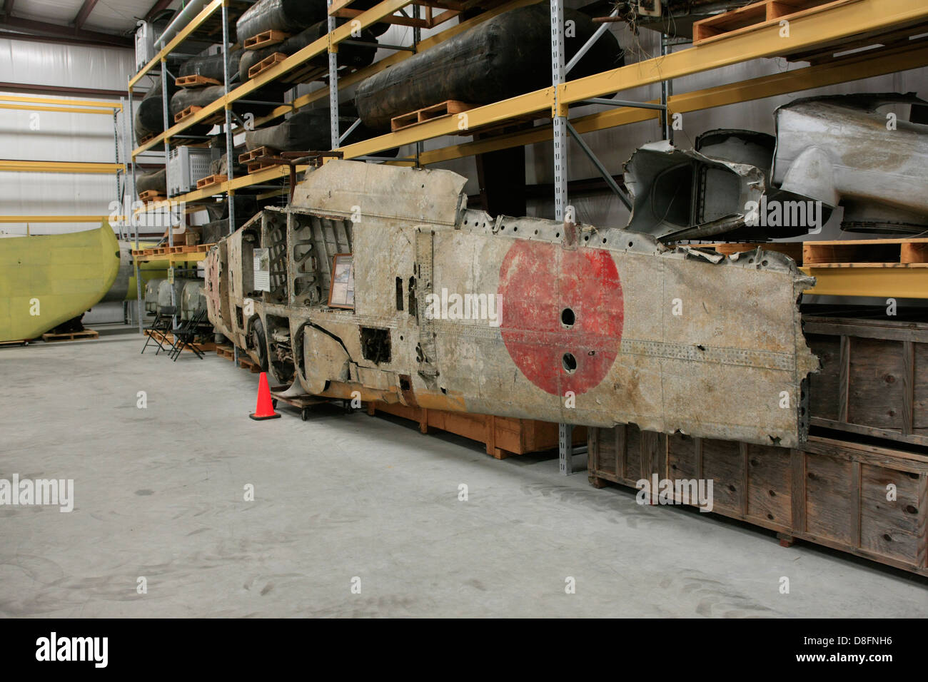 A Japanese WWII Kawasaki K61 in the Unrestored Storage Hangar at the Fantasy of Flight Museum FL Stock Photo