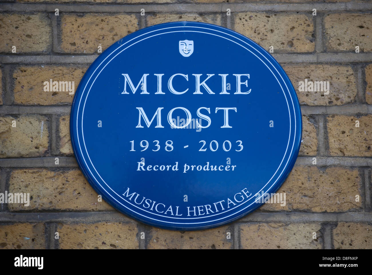 musical heritage blue plaque marking the recording studio, rak, of record producer mickie most, st johns wood, london, england Stock Photo