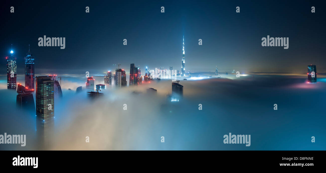 foggy morning in Dubai, UAE Stock Photo