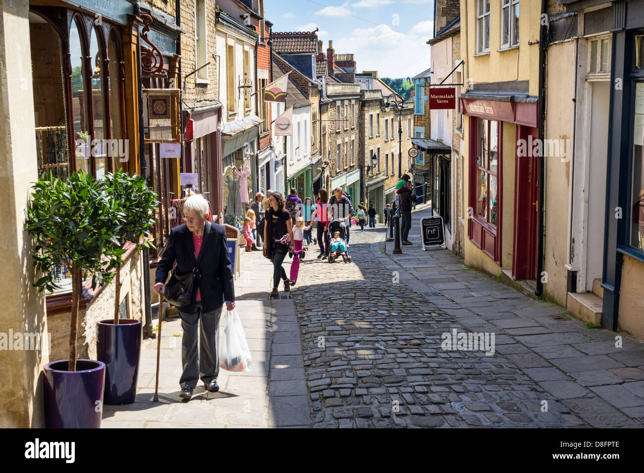 Frome, Somerset, UK, England - Catherine Hill an old shopping street in the town Stock Photo