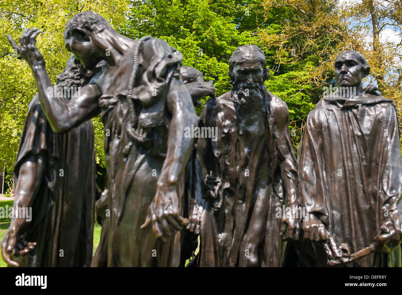 Henry Moore Foundation Perry Green Auguste Rodin exhibition modern contemporary sculpture statue bronze Burghers of Calais detail Stock Photo