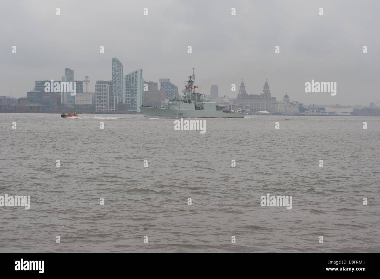 LIVERPOOL, UK, 28th May, 2013. A fleet of Royal Navy ships leave Liverpool after spending the Bank Holiday weekend there as part of the 70th Anniversary of the Battle of the Atlantic. Credit:  Peter Carr / Alamy Live News Stock Photo