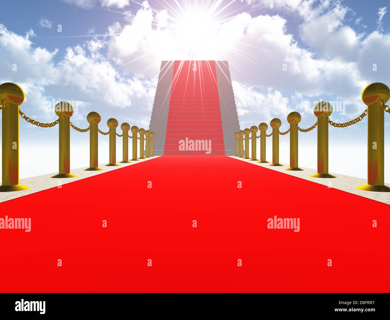 Ladder with a red carpet Stock Photo Alamy