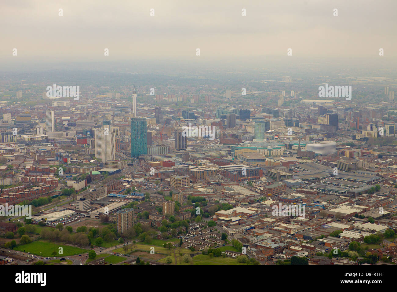 Aerial Photograph of Birmingham City Centre 2013 showing full cityscape Stock Photo
