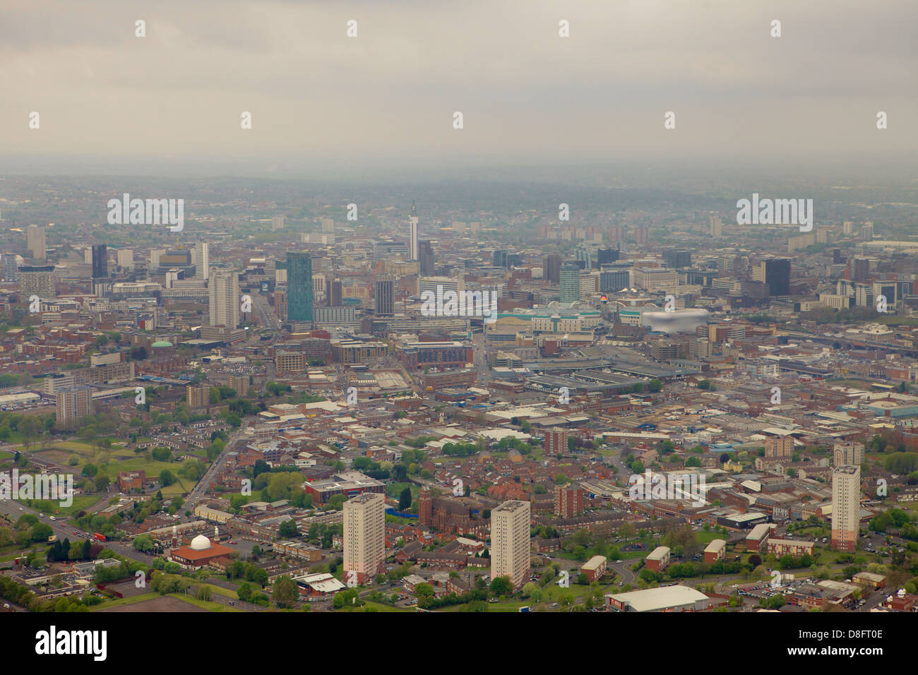 Aerial Photograph of Birmingham City Centre 2013 showing full cityscape Stock Photo