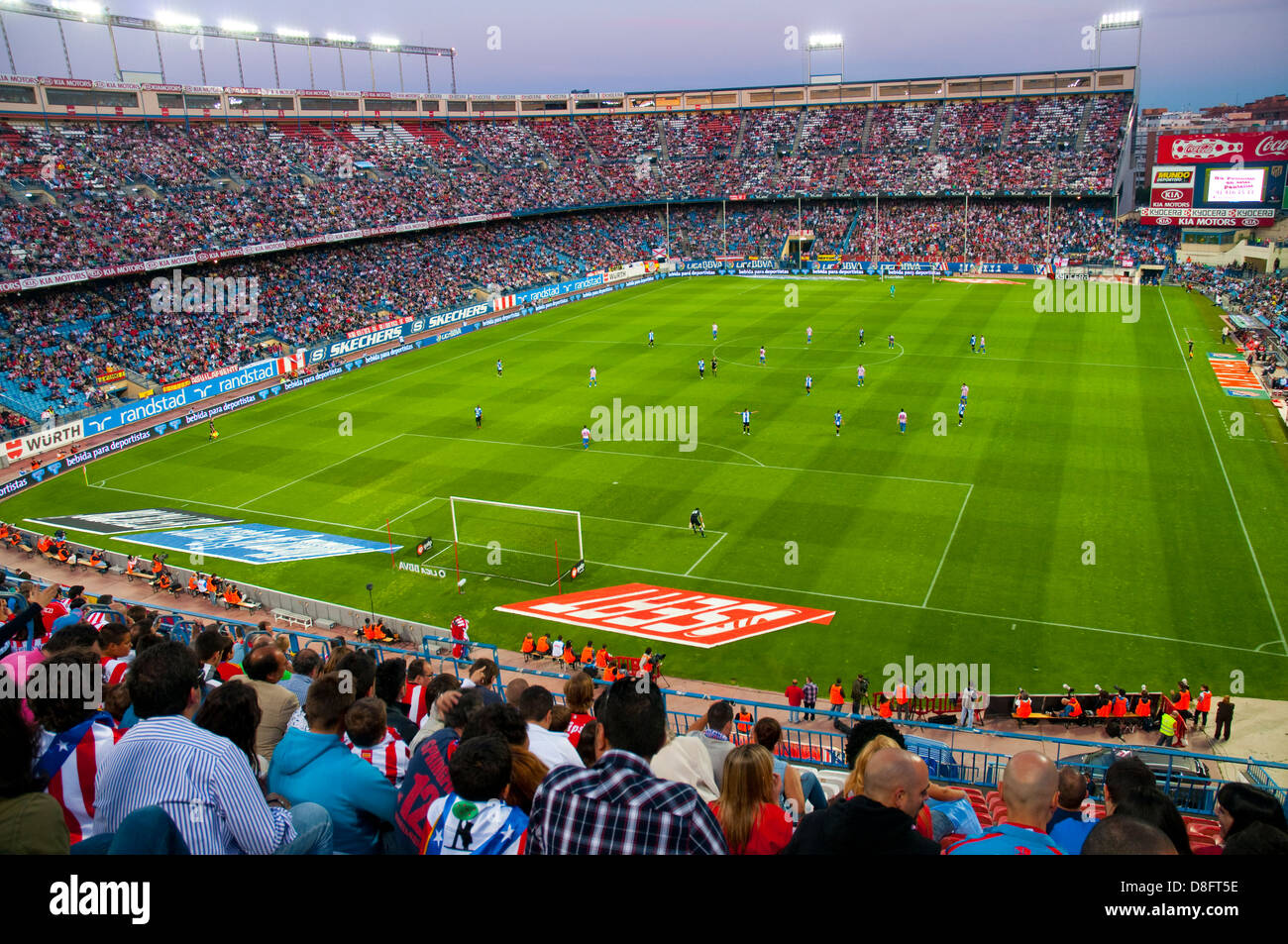 Football match in Vicente Calderon stadium. Madrid. Stock Photo