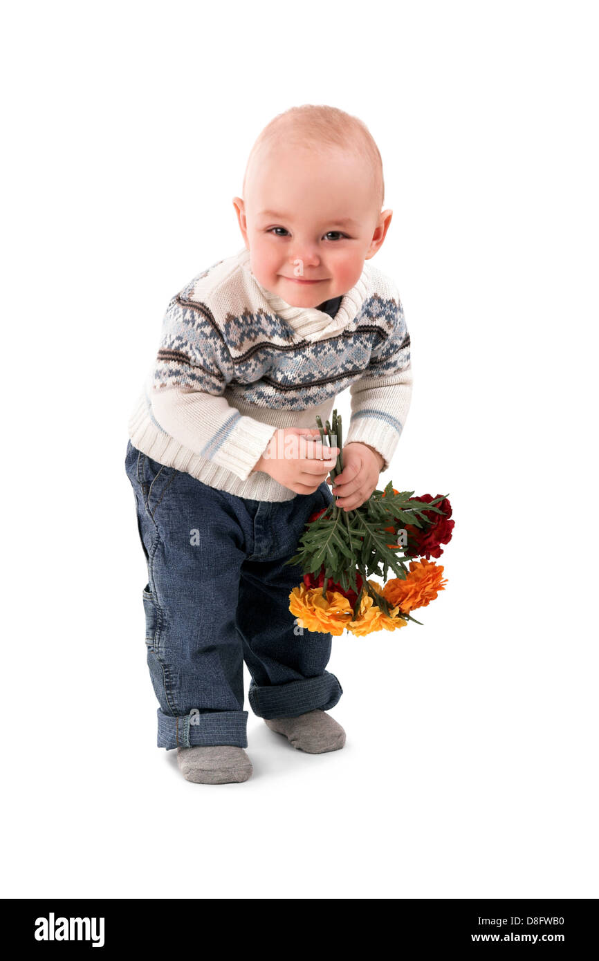 boy with flowers Stock Photo Alamy