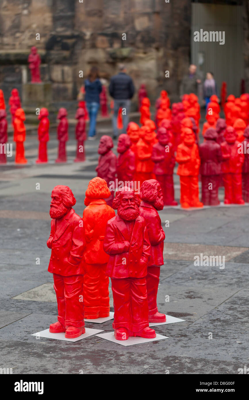 May, 17th, 2013, Trier/ Treves: Karl Marx figure installation by german concept artist Ottmar Hörl Stock Photo