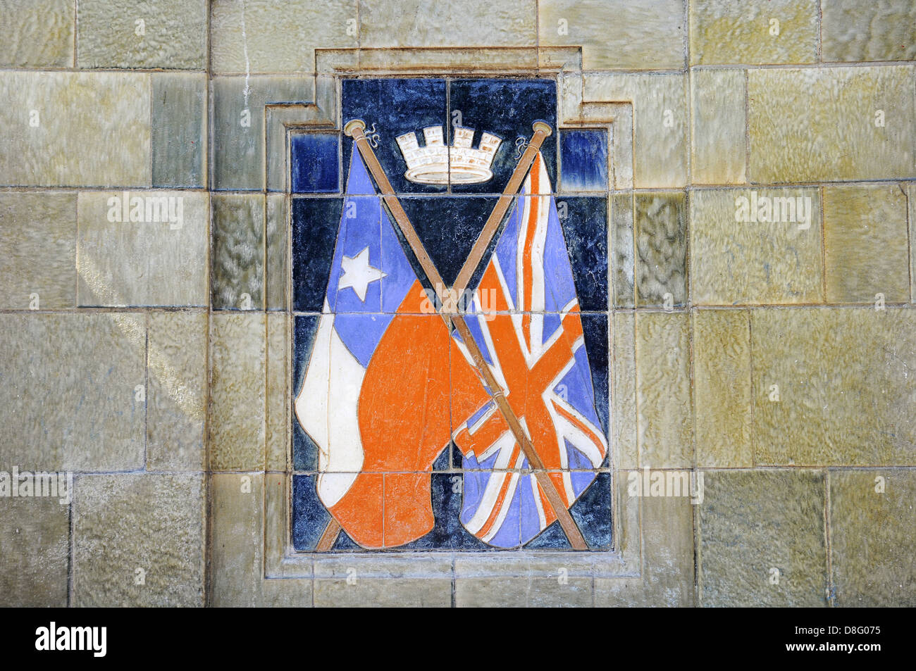 chilean and british flag Stock Photo