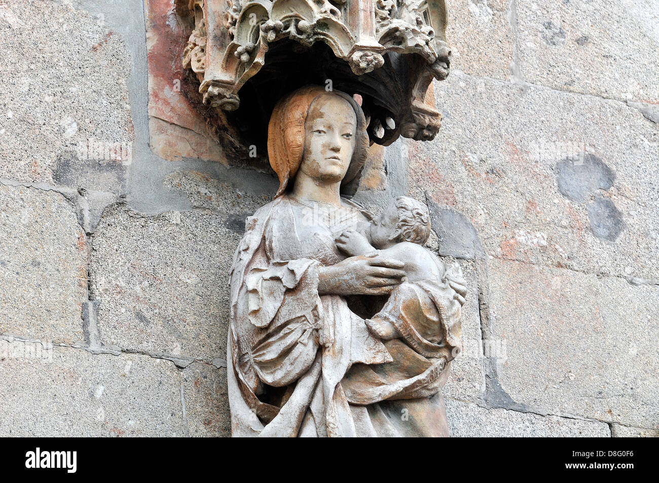 the Virgin Mary nursing the infant Jesus Cathedral Braga Portugal Stock Photo