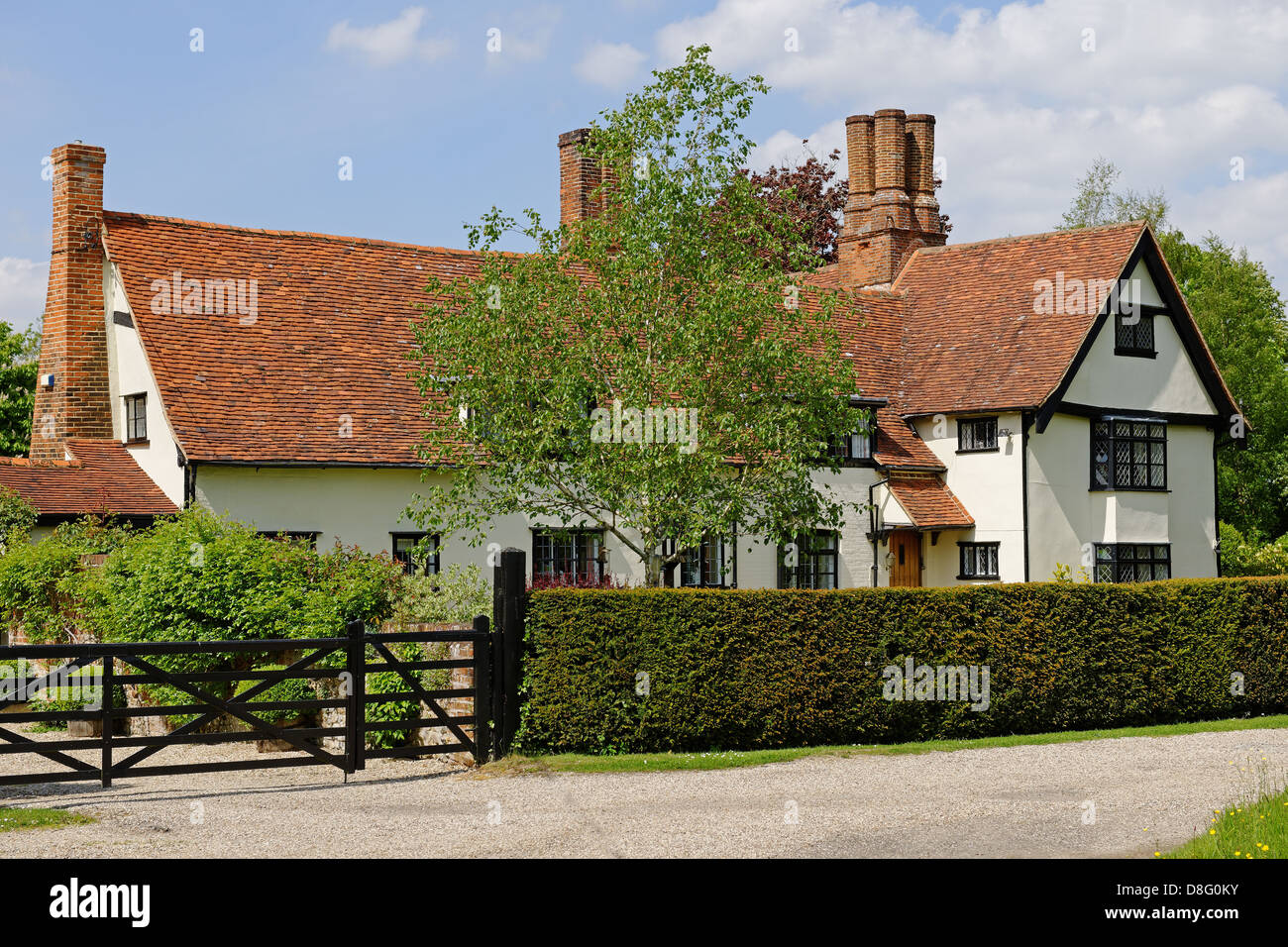 A historic Tudor manor house in an English village Stock Photo