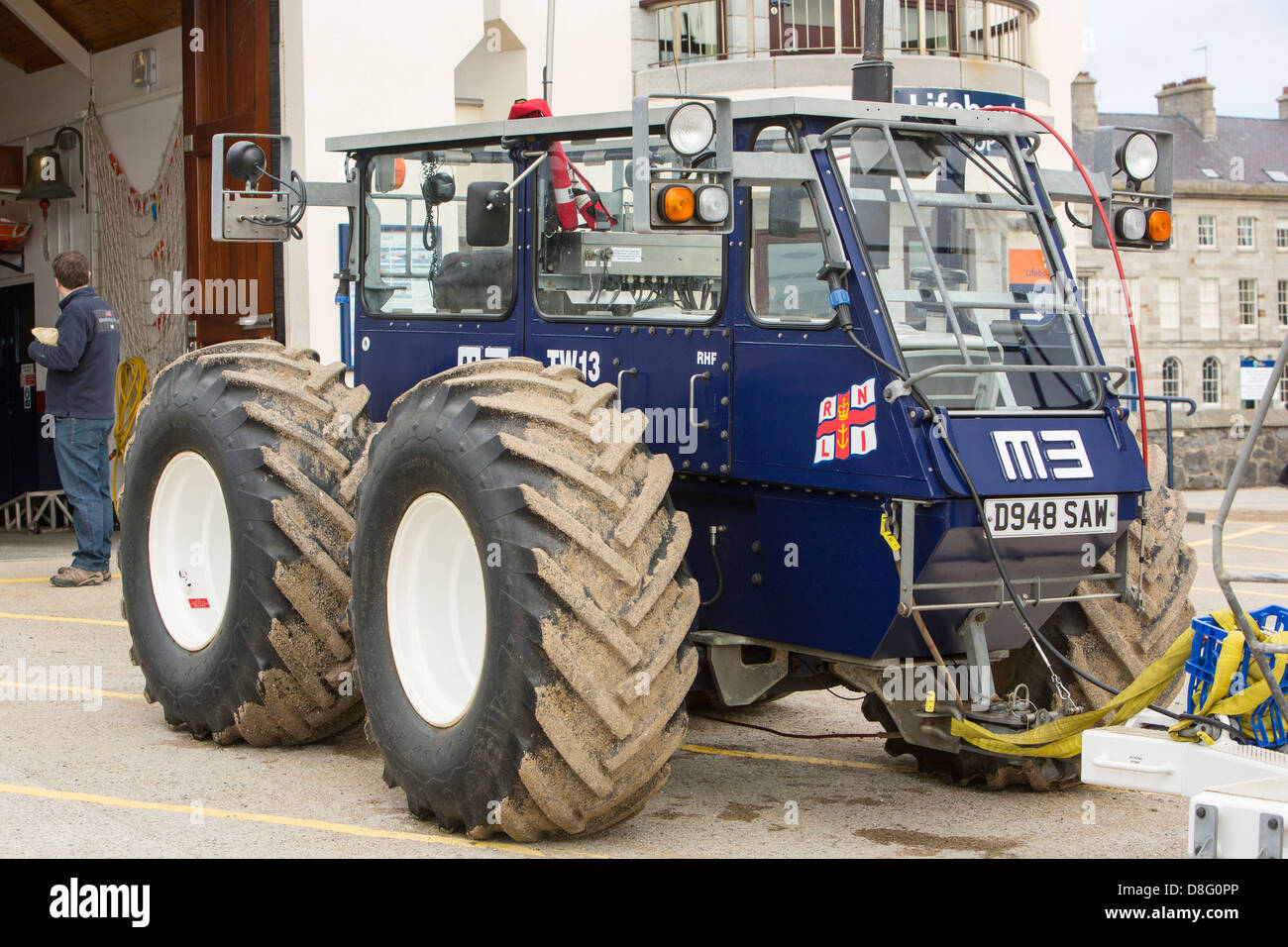 An RNLI tractor at Beaumaris, Anglesey, Wales, UK, used to tow the