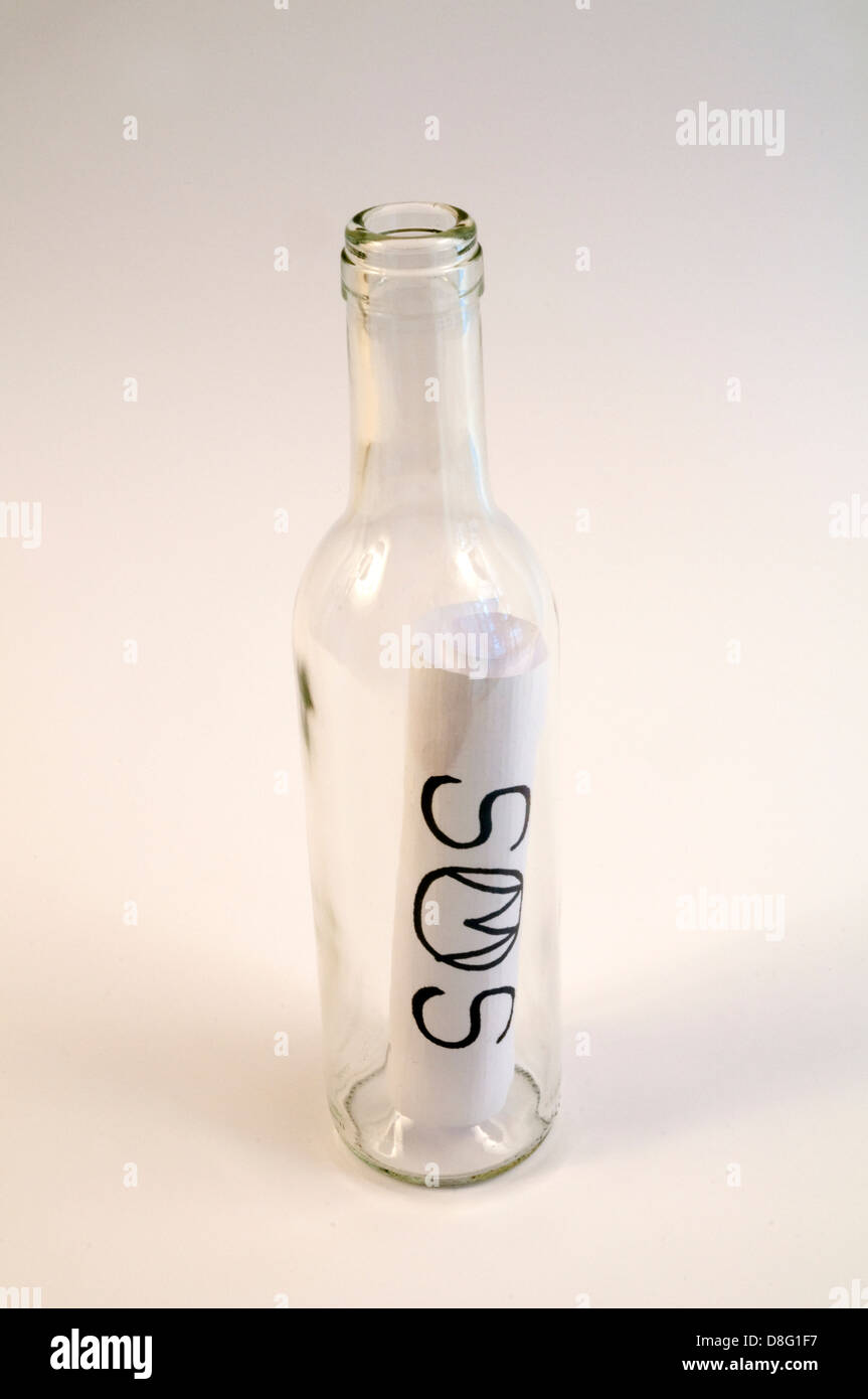 SMS in a bottle. Stock Photo