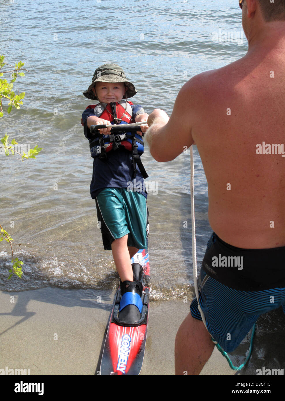 Learning how to waterski Stock Photo Alamy