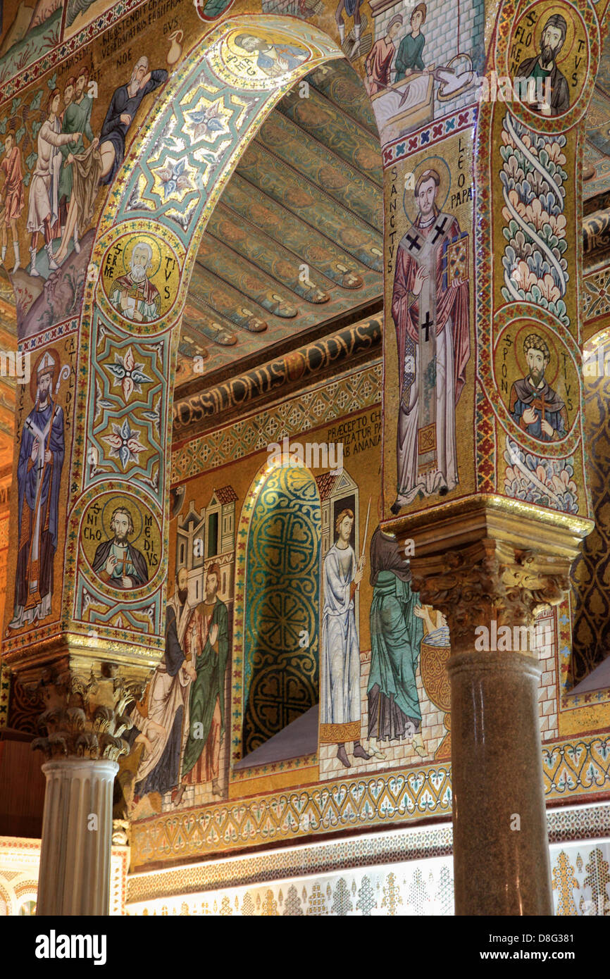 Italy, Sicily, Palermo, Capella Palatina, mosaics, Stock Photo