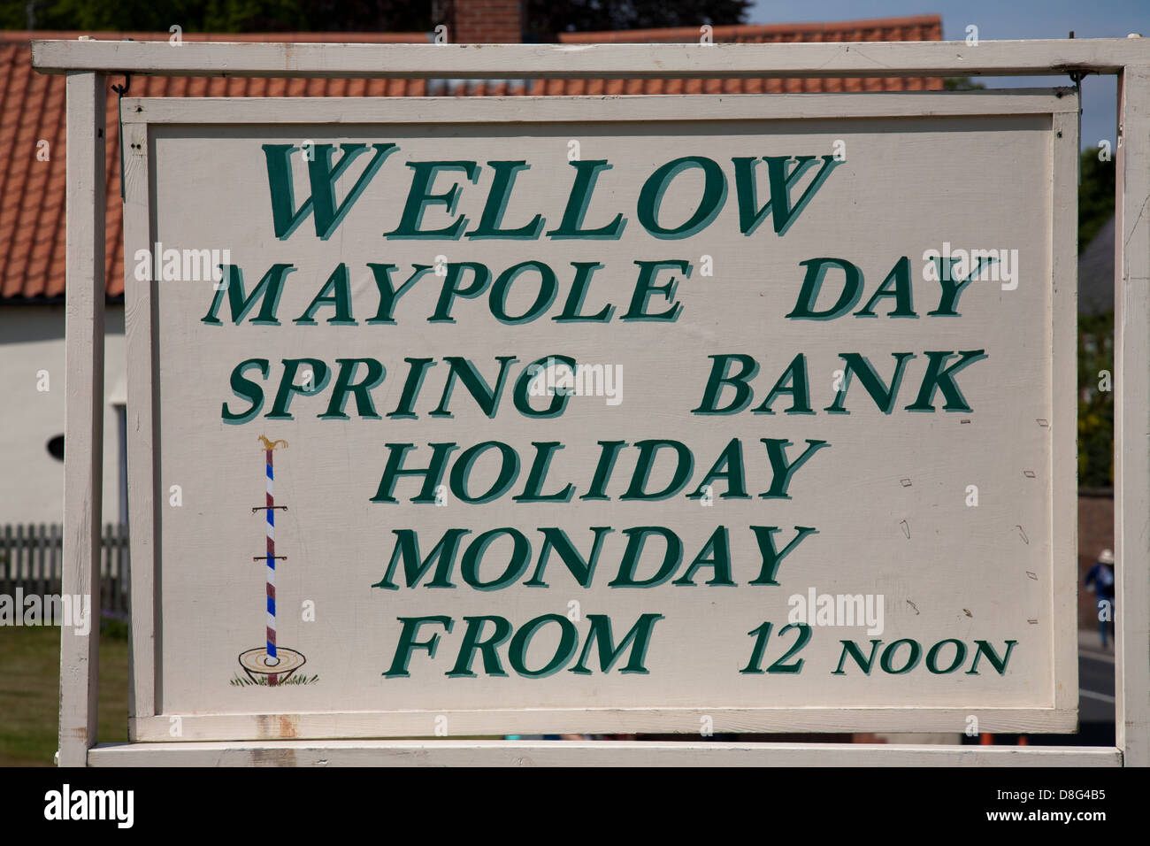 Sign Wellow Maypole Day Stock Photo - Alamy