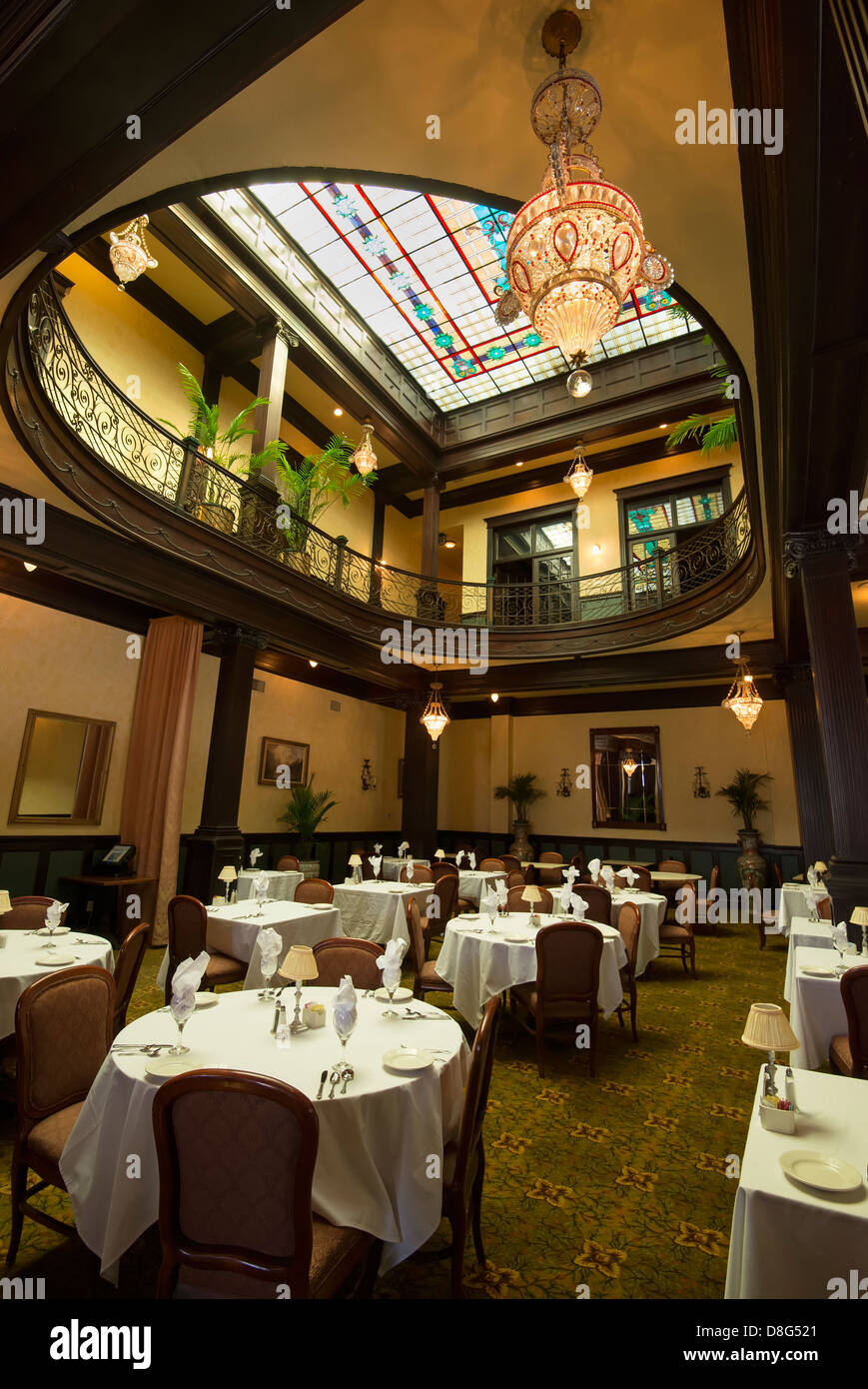 Palm Court dining room in the historic Geiser Grand Hotel in Baker City