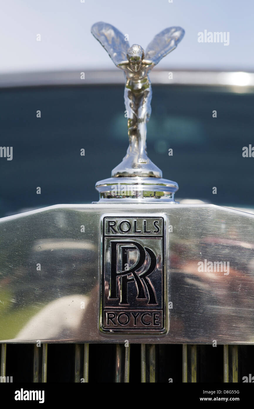 Front hood Ornament on a classic Rolls Royce Stock Photo