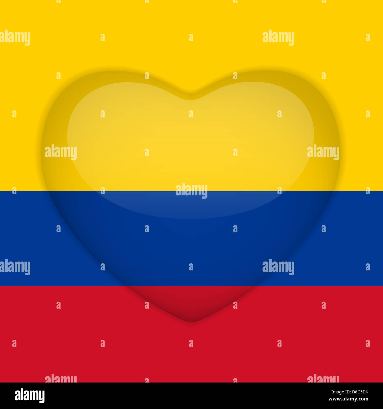 Vector - Colombia Flag Heart Glossy Button Stock Photo