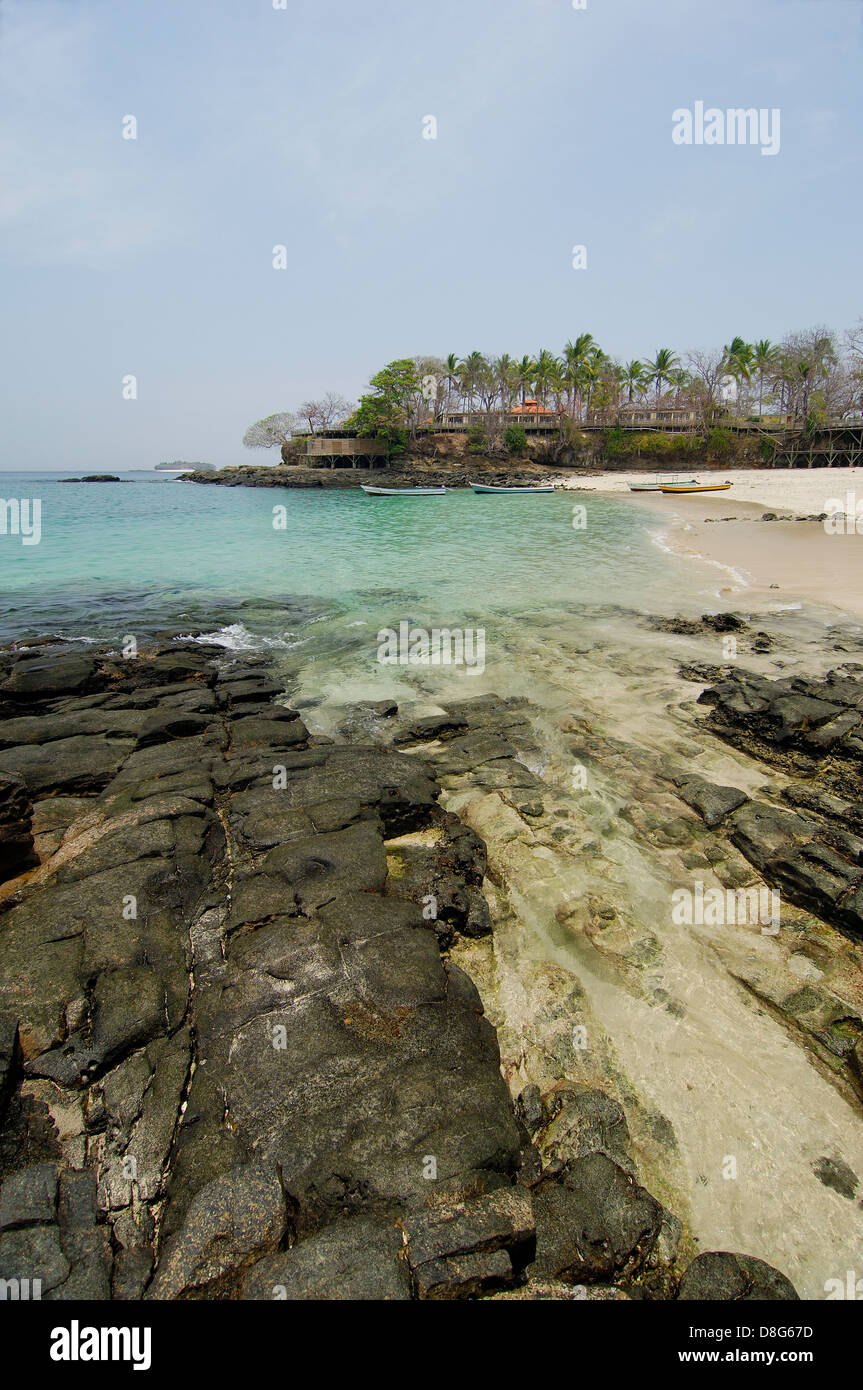 Rocky beach and forest in Contadora island Stock Photo
