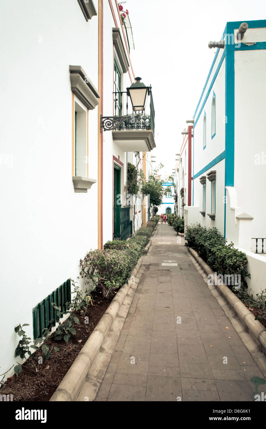 Alleyway, Puerto Mogan, Las Palmas de Gran Canaria, Gran Canaria, Canary Islands, Spain, Europe Stock Photo