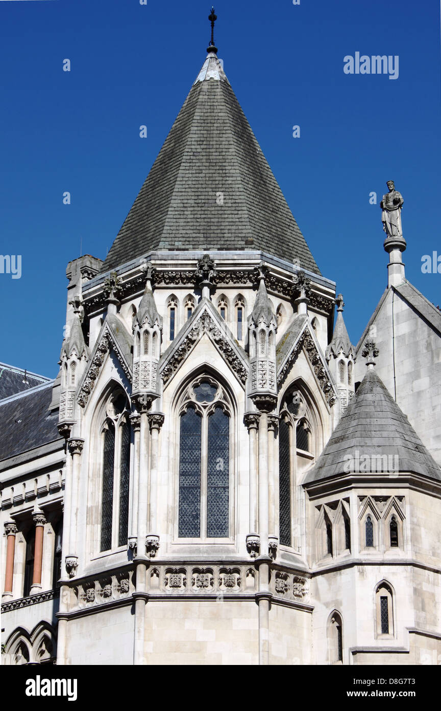 Detailed view of the tower of Royal Court of Justice. London, UK Stock Photo