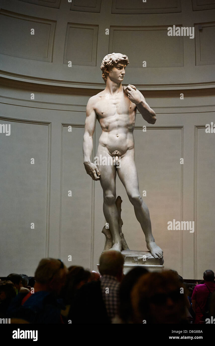 Europe, Italy, Florence, Accademia di Belle Arti, David by Michelangelo at the Galleria dell'Accademia UNESCO Stock Photo