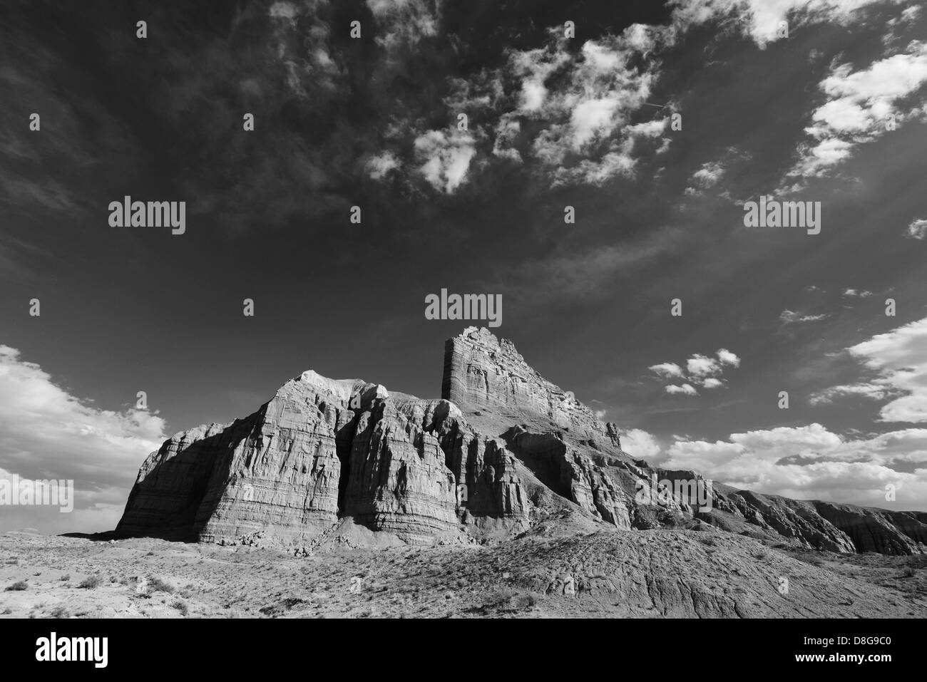 Wild Horse Butte, a rock formation in the desert of Southern Utah. Stock Photo