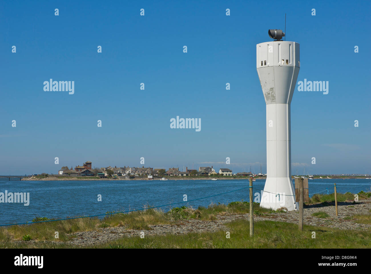 Roa Island from Foulney Island (with navigation light) near Barrowin