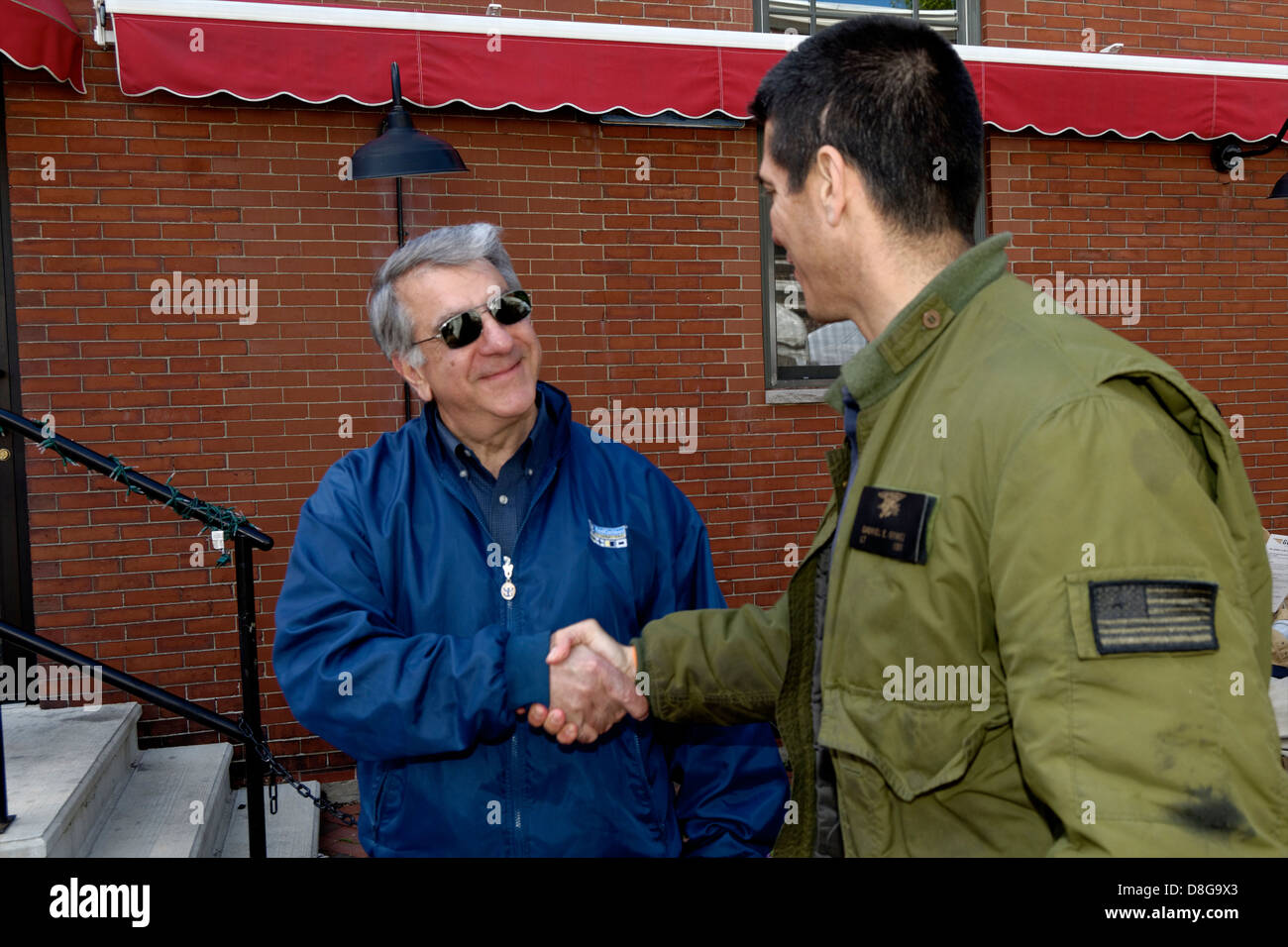 Gabriel Gomez Massachusetts Republican Senate candidate shakes hands with supporters at the annual Spring Festival. Stock Photo