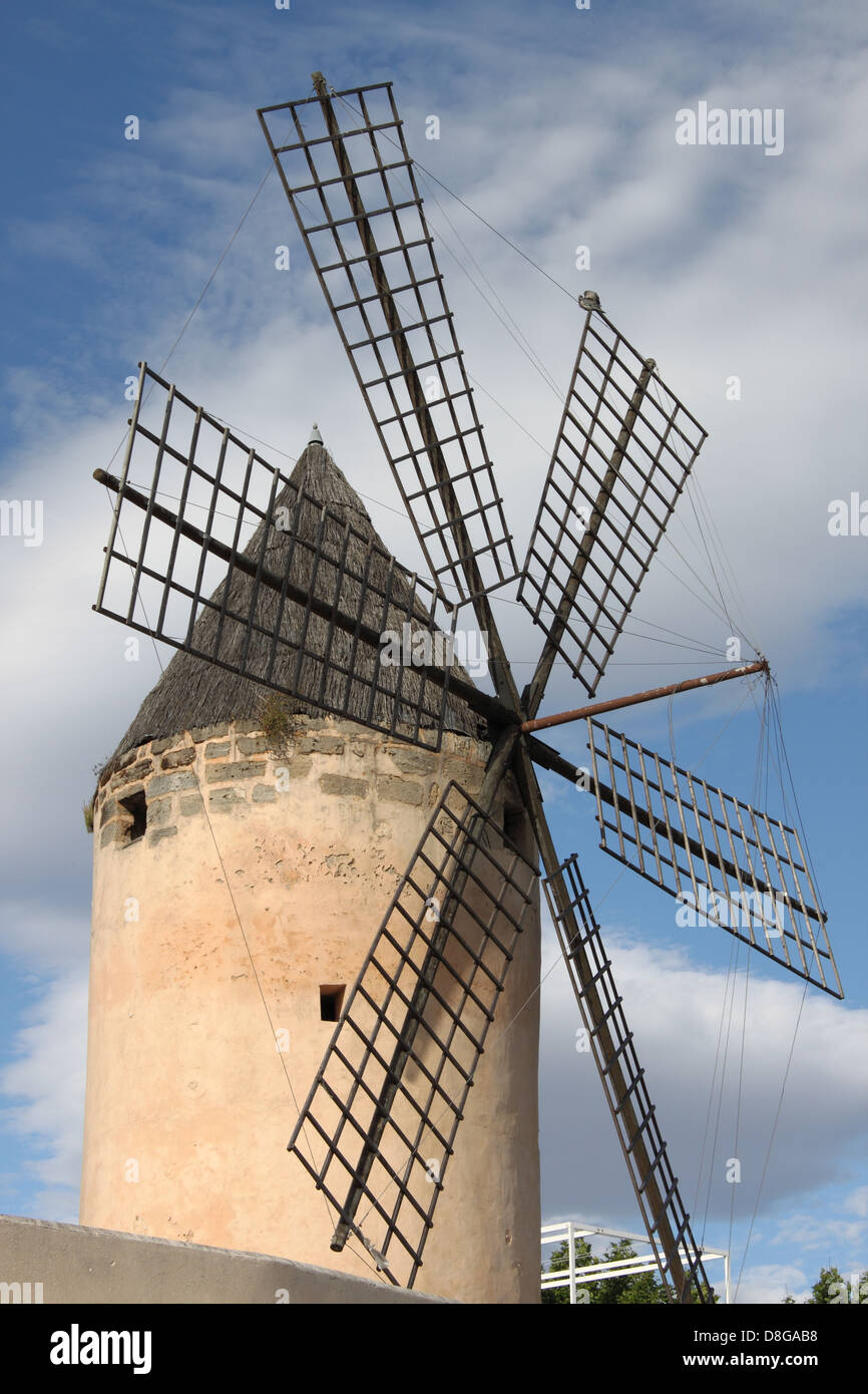 Traditional spanish windmill in Mallorca, Spain Stock Photo - Alamy