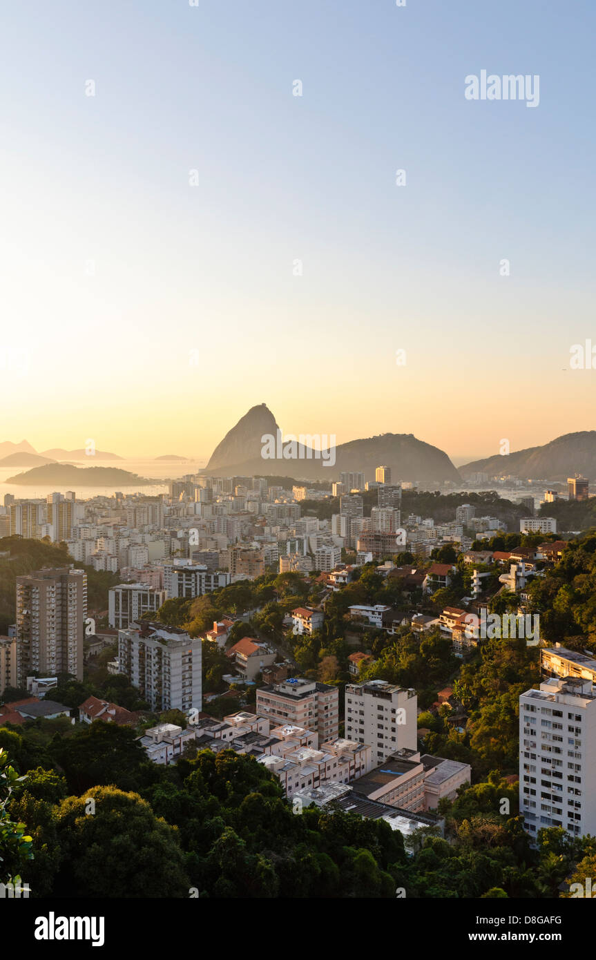 View over Flamengo towards Sugarloaf Mountain, Rio de Janeiro, Brazil Stock Photo