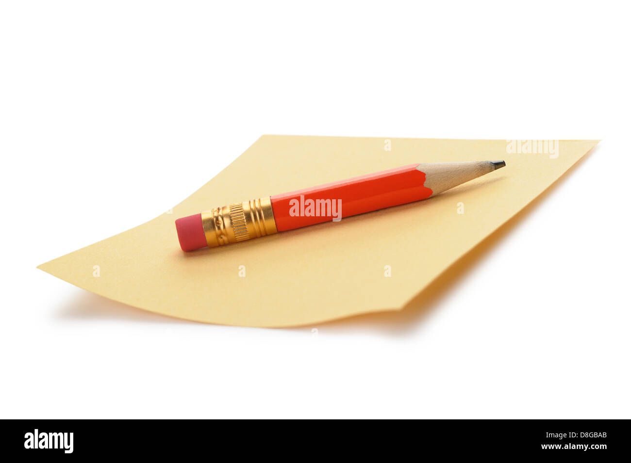 Paper note and a red pencil Stock Photo - Alamy