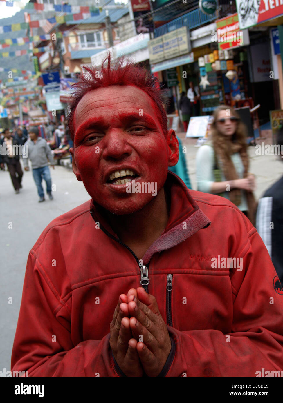 holi Nepal. Man covered in powder Stock Photo
