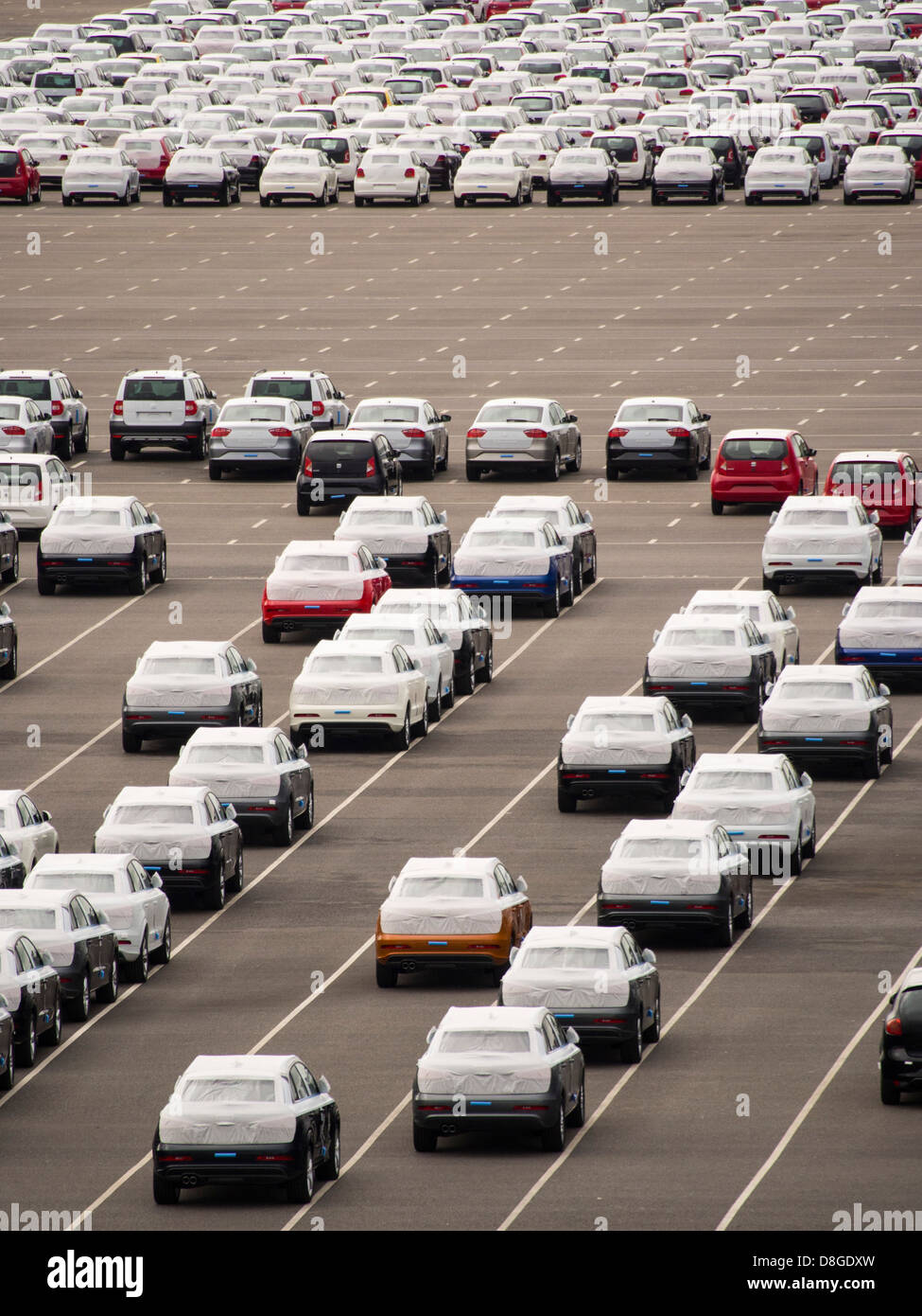 Cars ready for export at the Port of Tyne at North Shields near