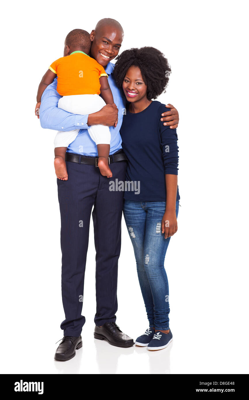 cute young African couple with their child isolated on white Stock ...